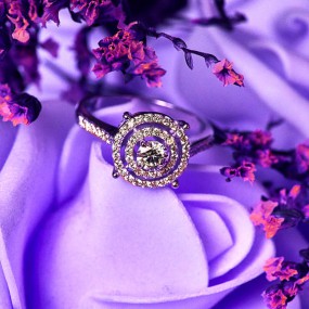 Volcano and lava field against a stormy sky